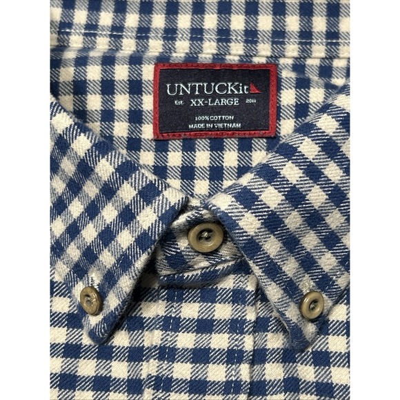 UNTUCKit Other - Untuckit Large Blue Beige Check L/S Button Up "Cerasuolo"Flannel Shirt Sz 2XL EC